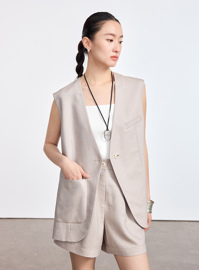 雲感修身西裝背心