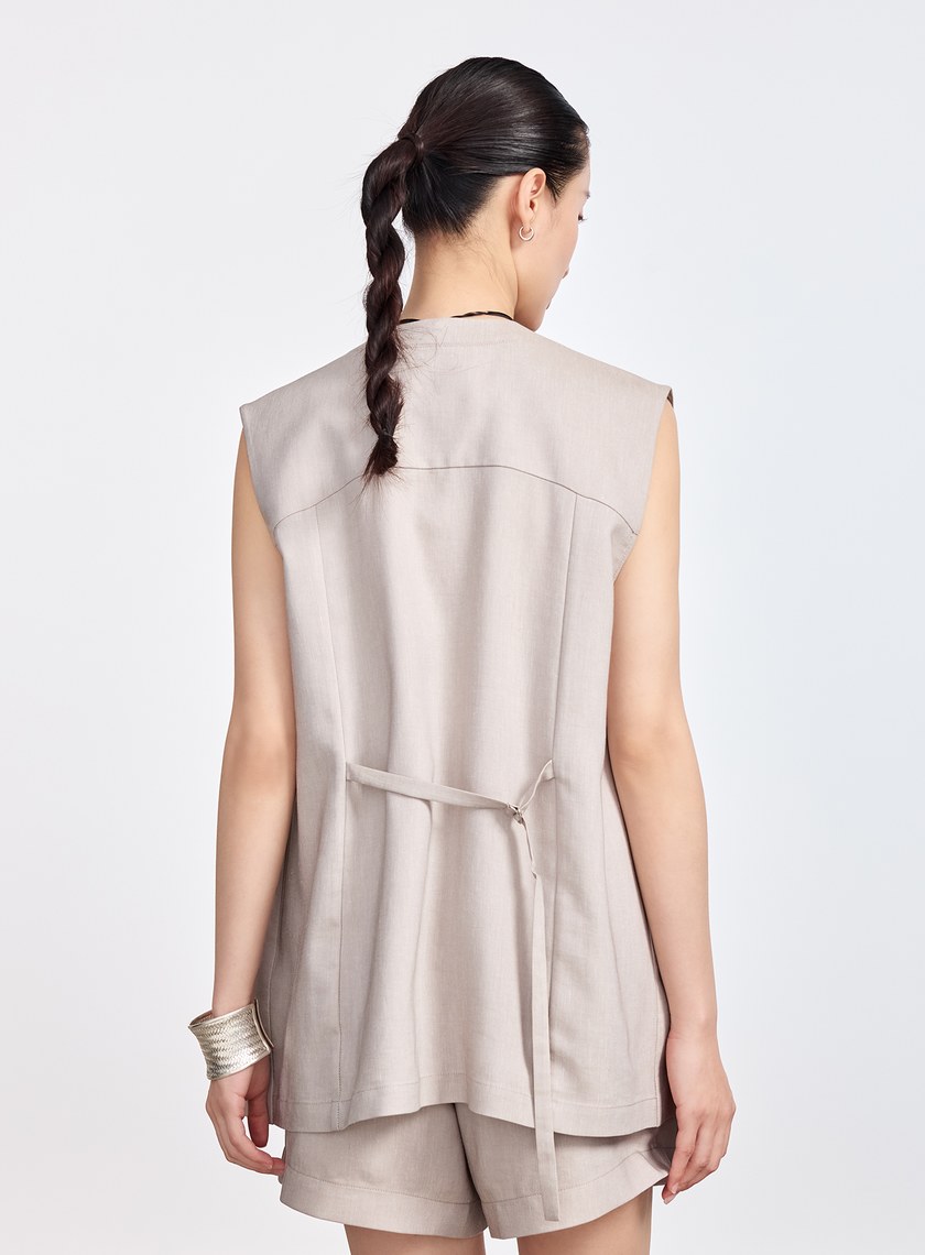 雲感修身西裝背心