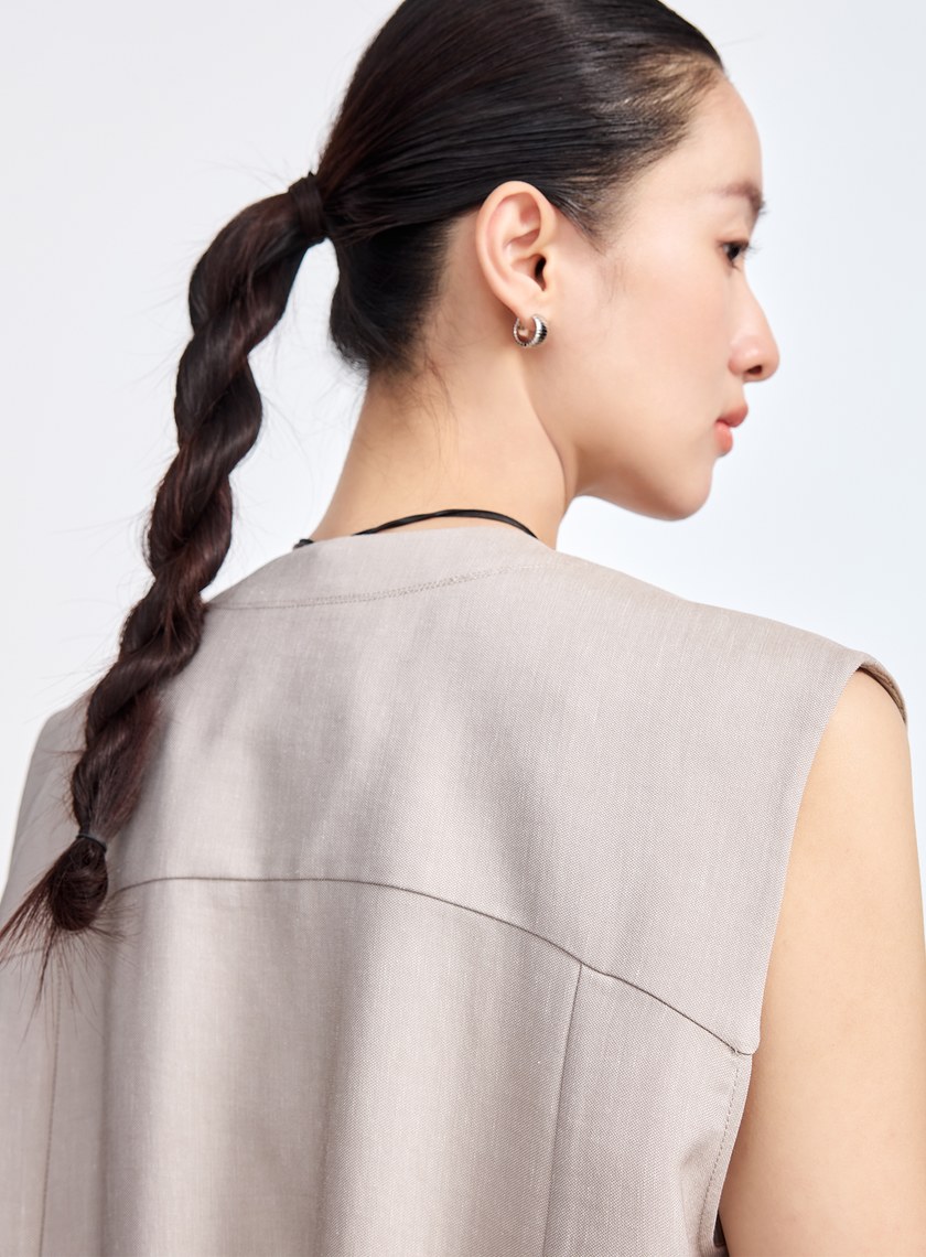 雲感修身西裝背心