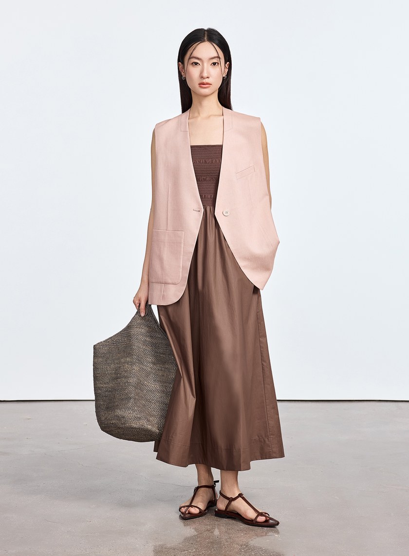 雲感修身西裝背心