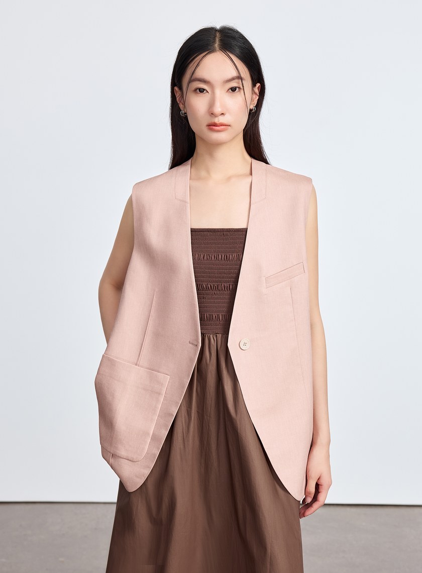 雲感修身西裝背心