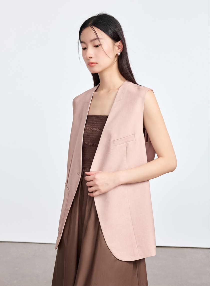 雲感修身西裝背心