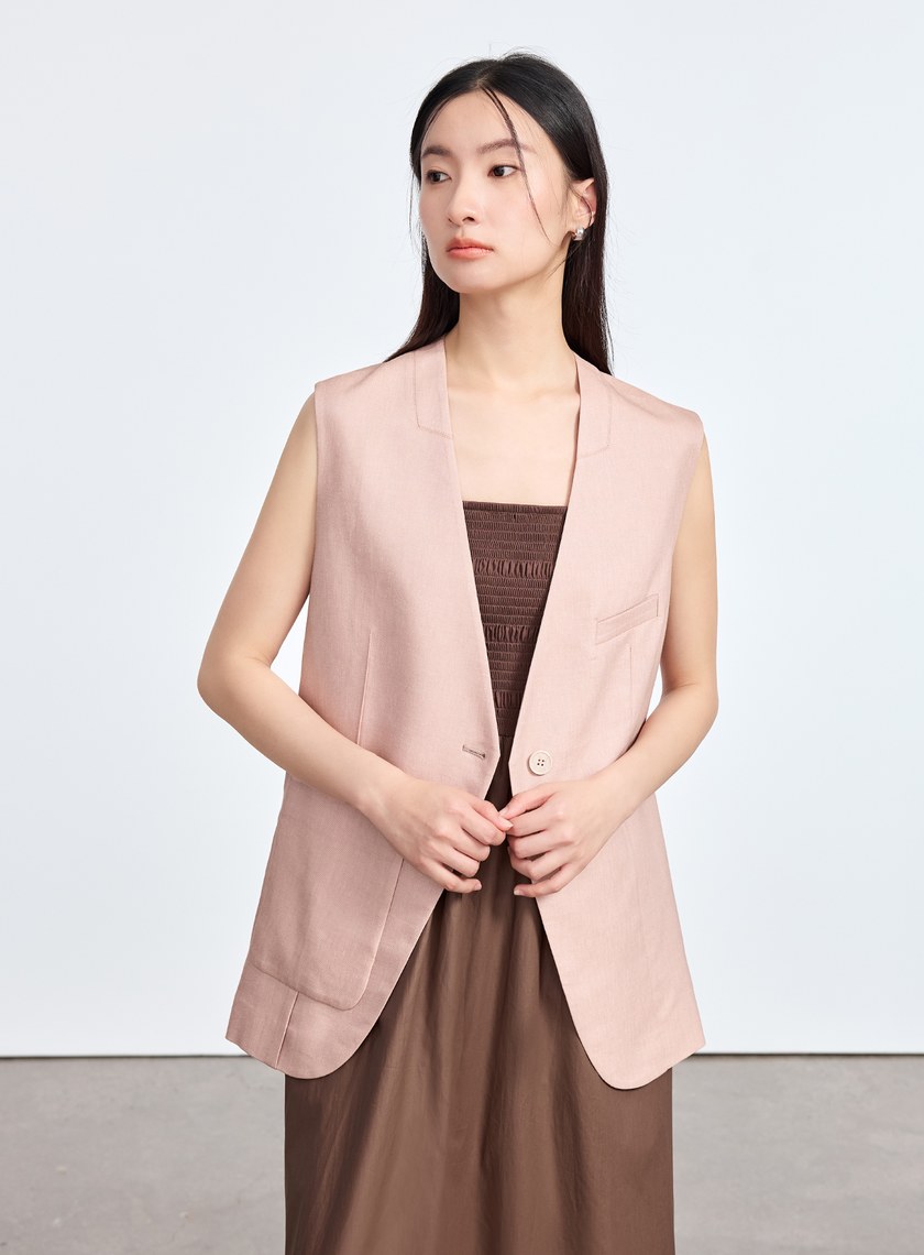 雲感修身西裝背心