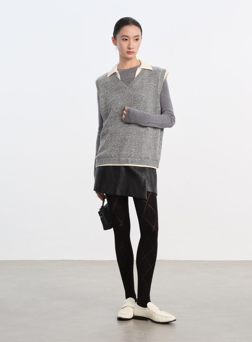 鏤空格紋提織褲襪