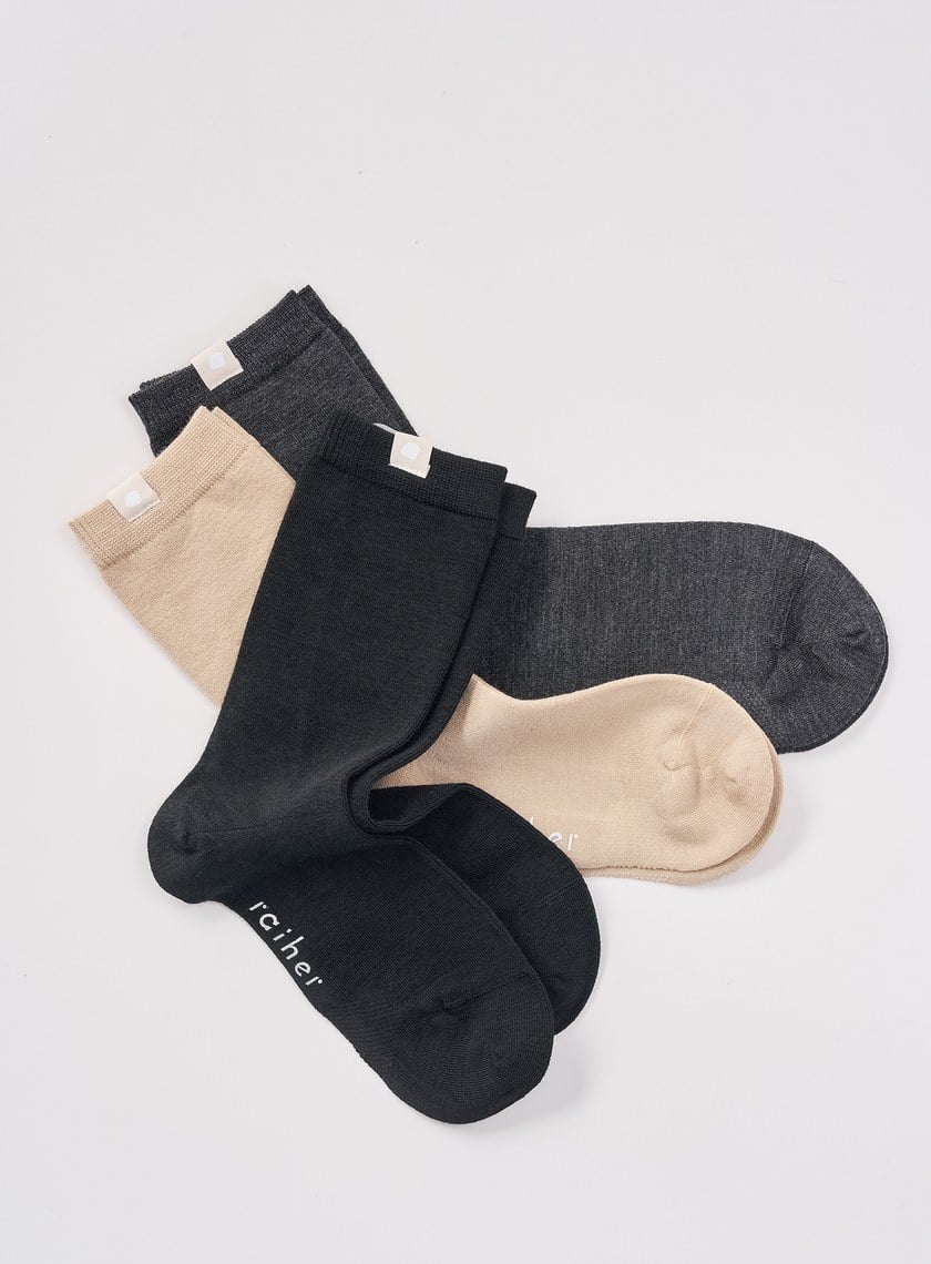 輕薄羊毛中筒襪