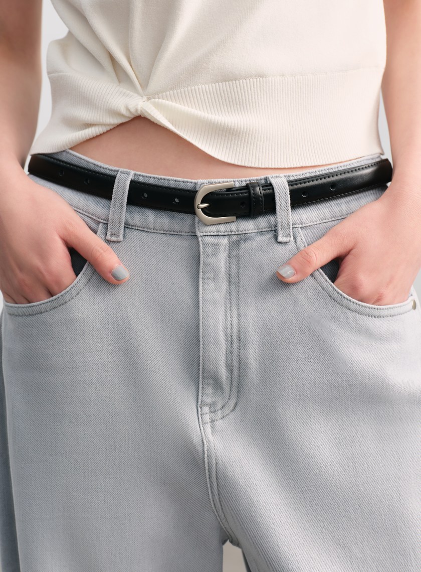 率性金屬圓框皮帶