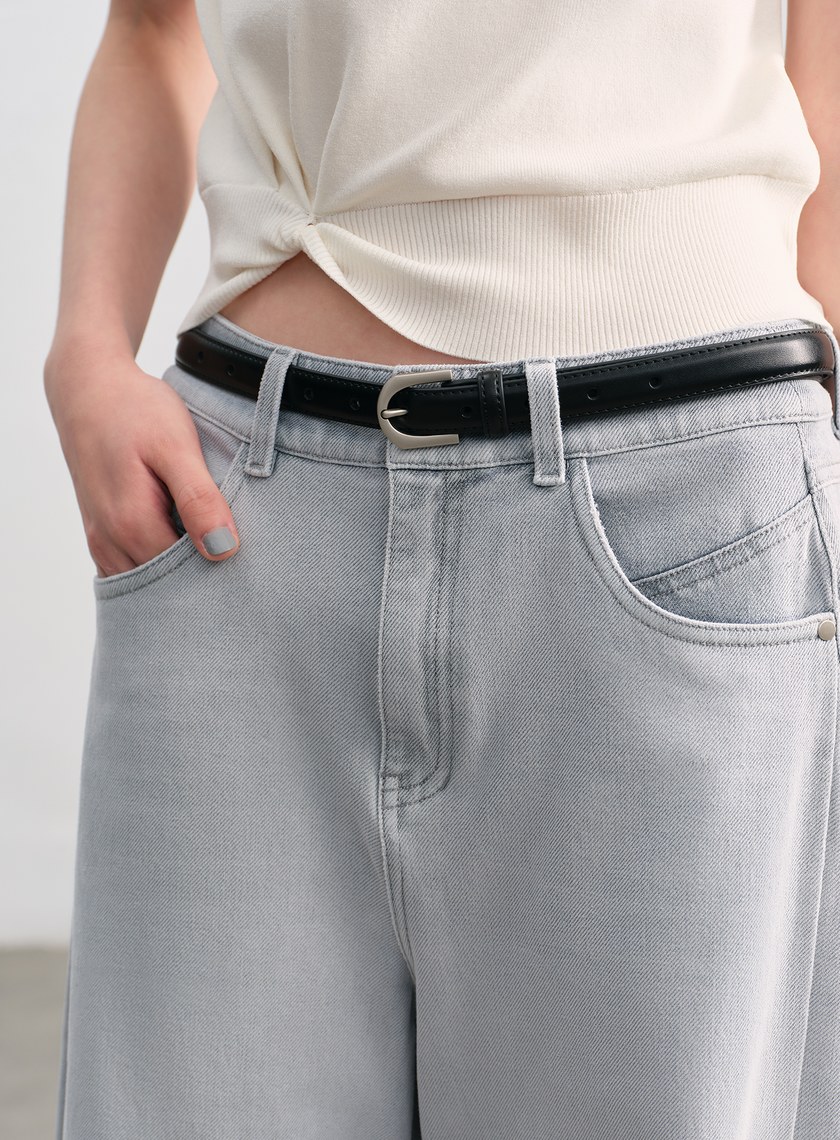 率性金屬圓框皮帶