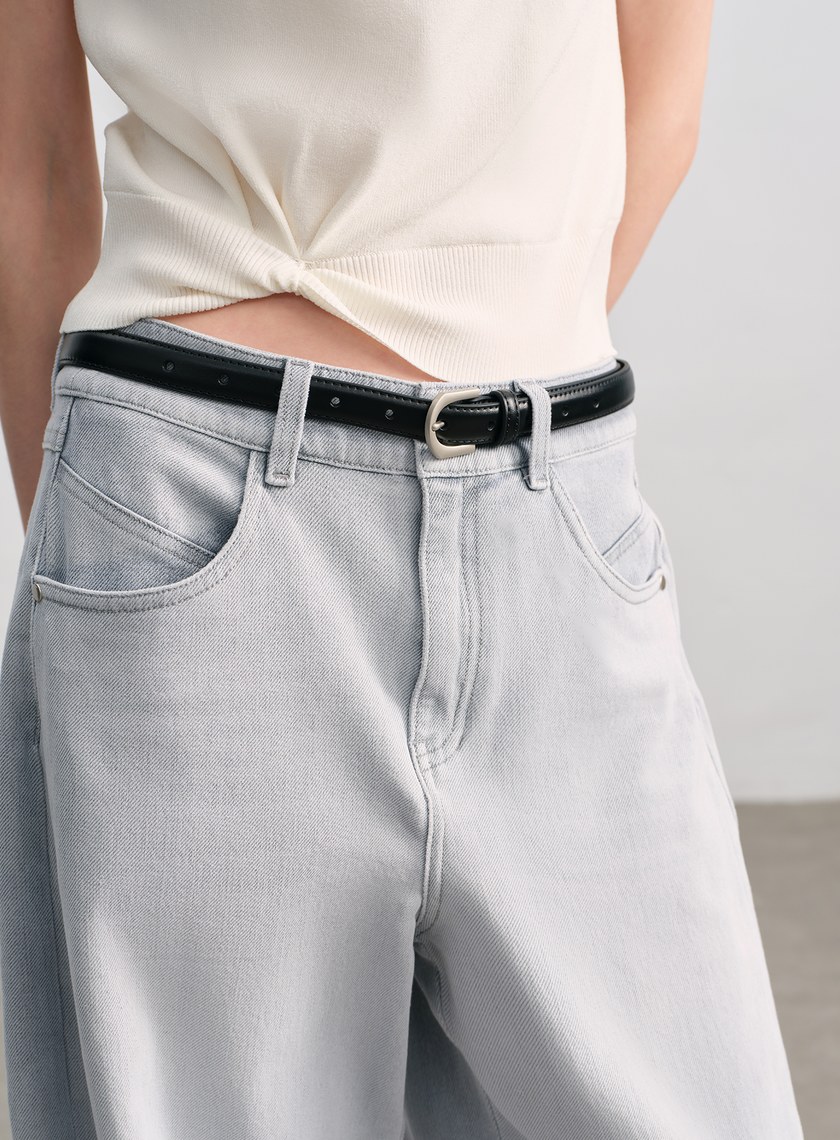 率性金屬圓框皮帶