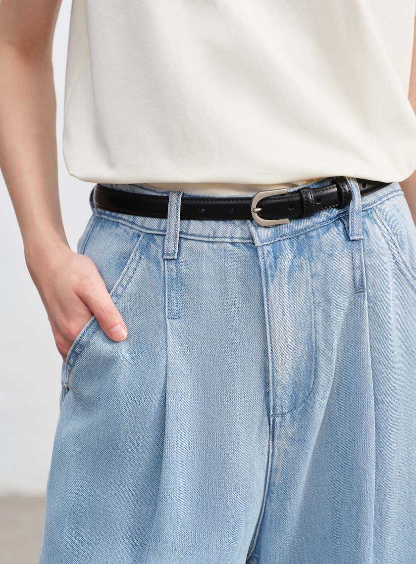 率性金屬圓框皮帶