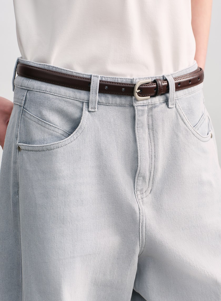 率性金屬圓框皮帶