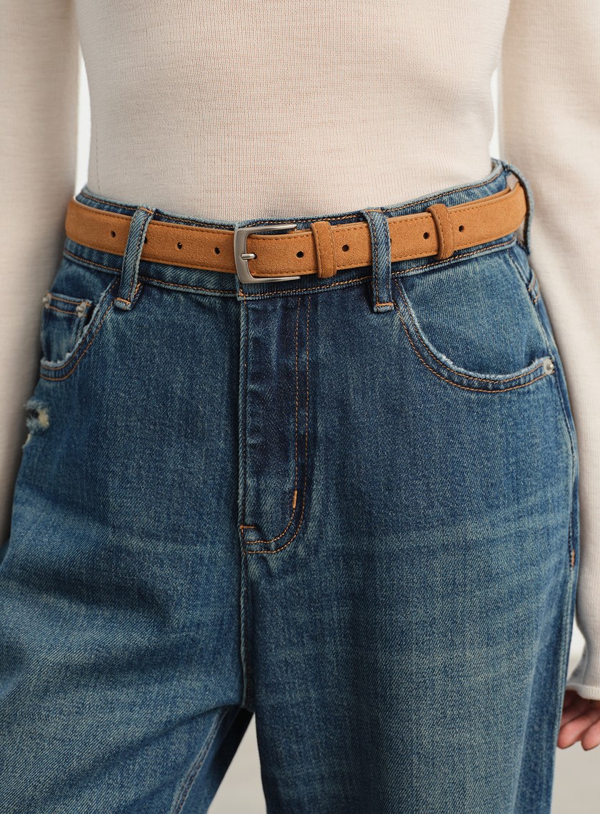 復古絨面牛皮方框皮帶