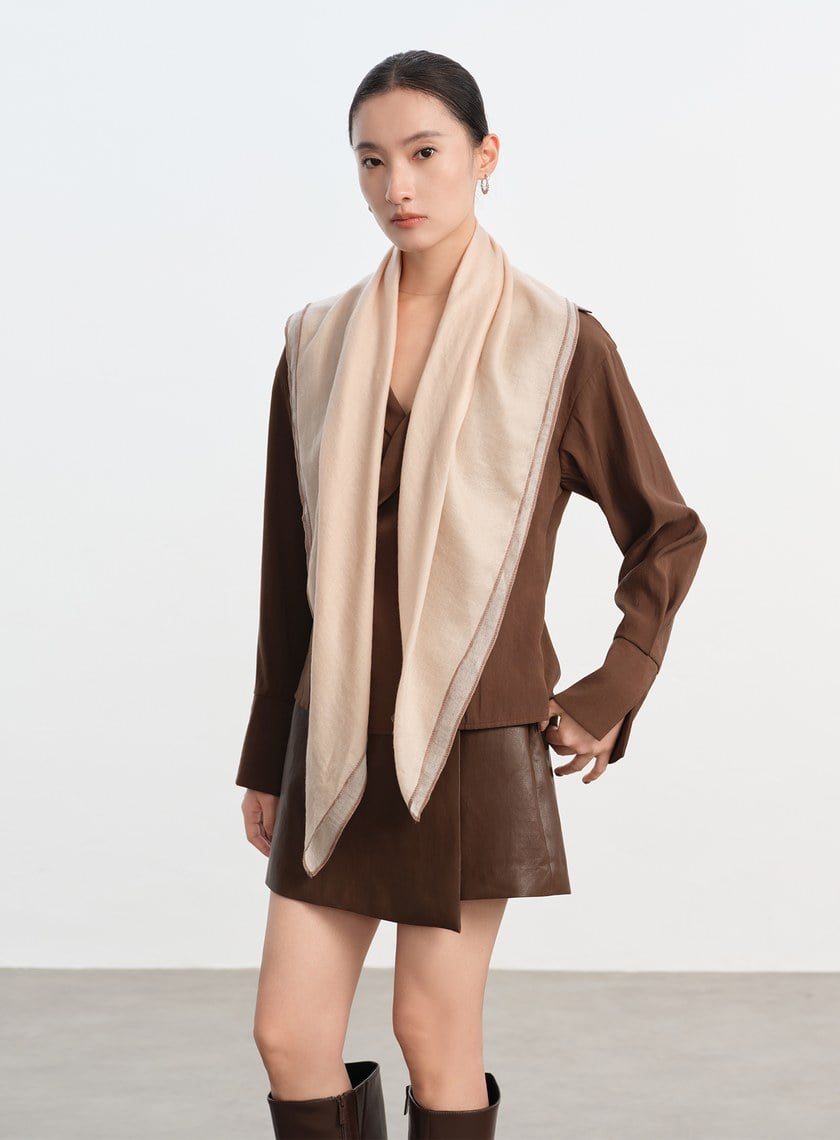 純羊毛薄款方巾