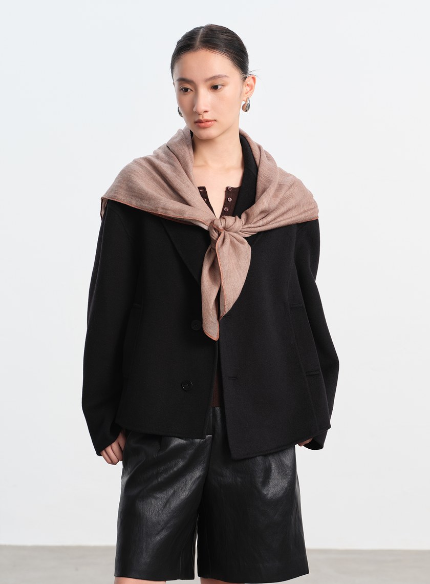 純羊毛薄款方巾