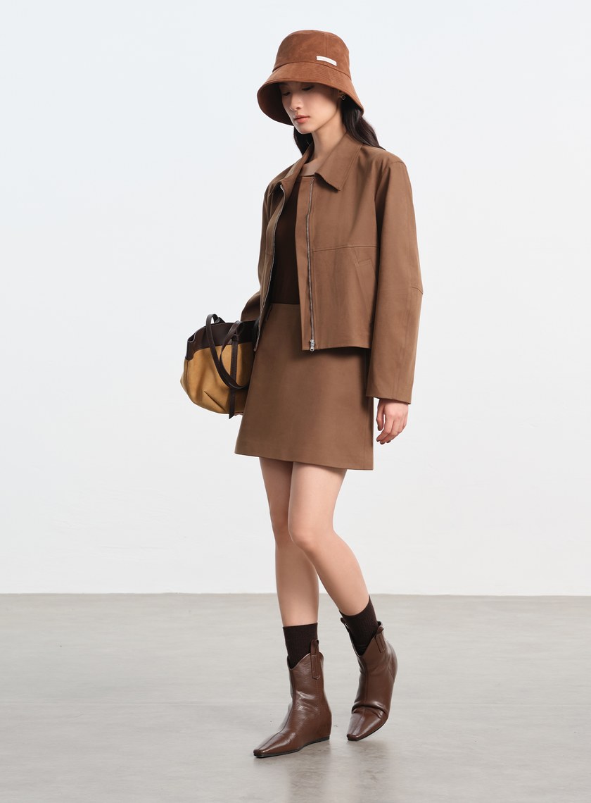 仿麂皮經典漁夫帽