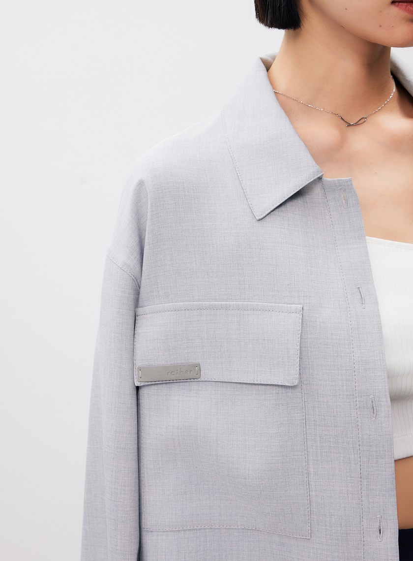 率性短版落肩工裝襯衫