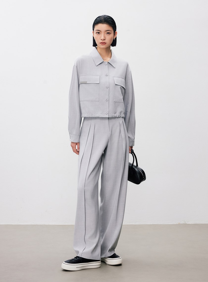 率性短版落肩工裝襯衫