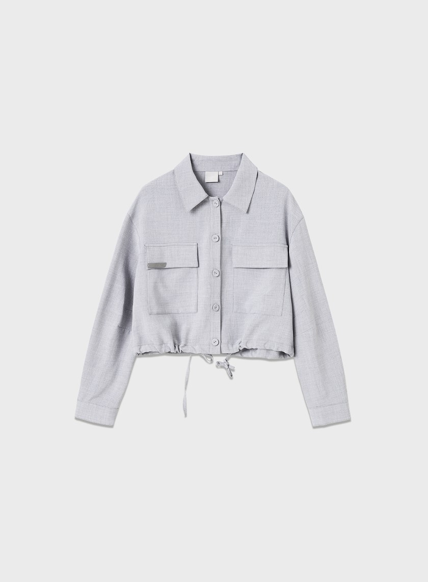 率性短版落肩工裝襯衫