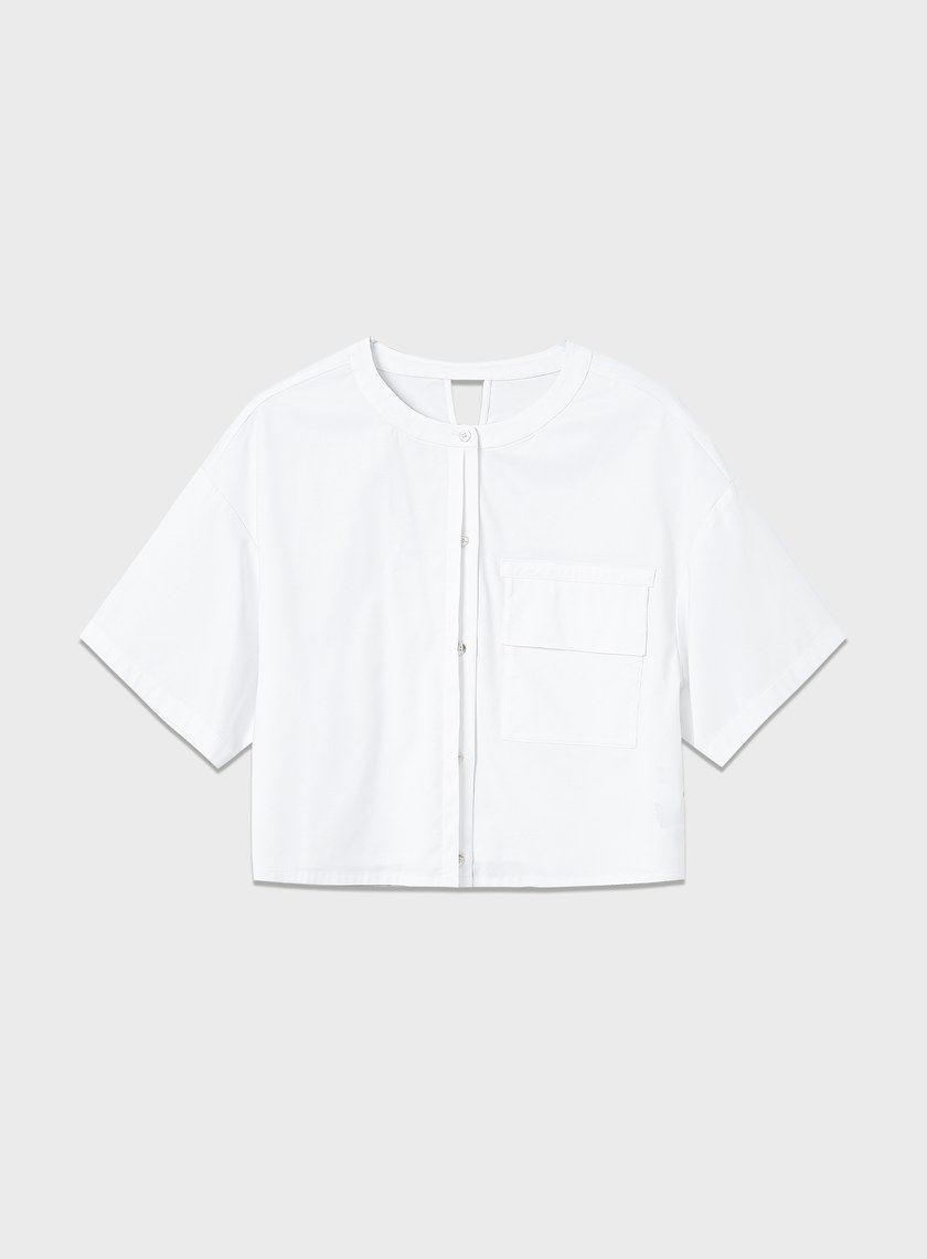 圓領鏤空短袖襯衫