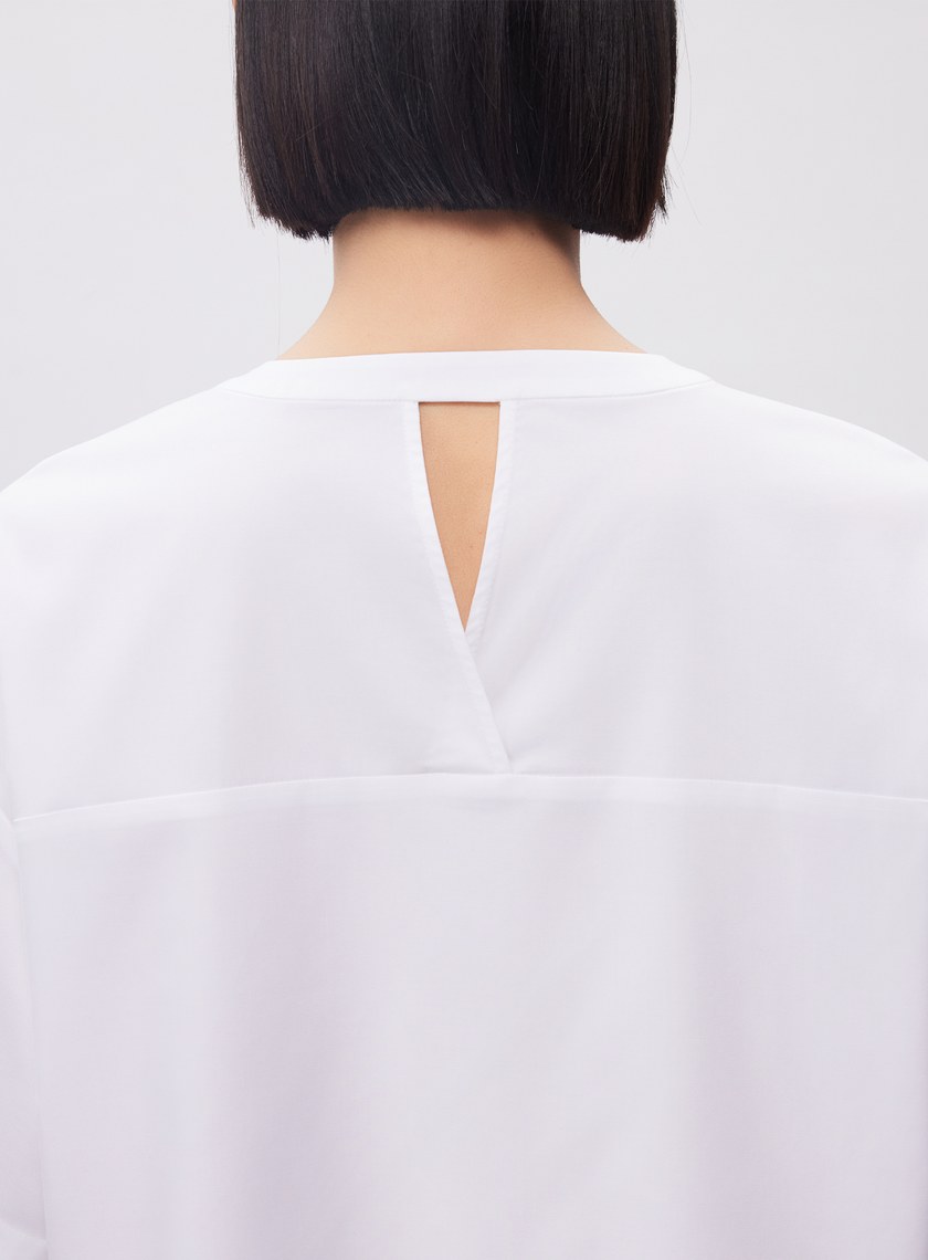 圓領鏤空短袖襯衫