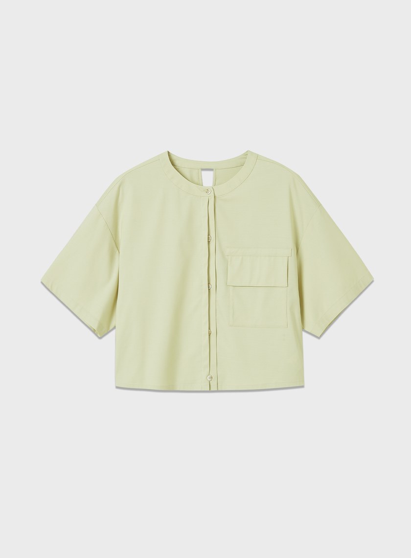 圓領鏤空短袖襯衫