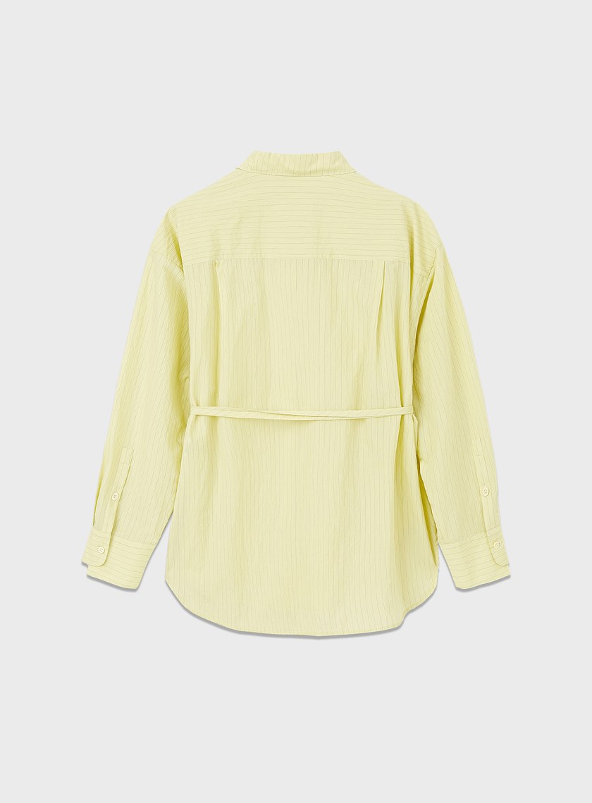 綁帶條紋刺繡襯衫