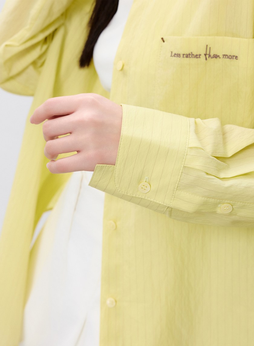 綁帶條紋刺繡襯衫