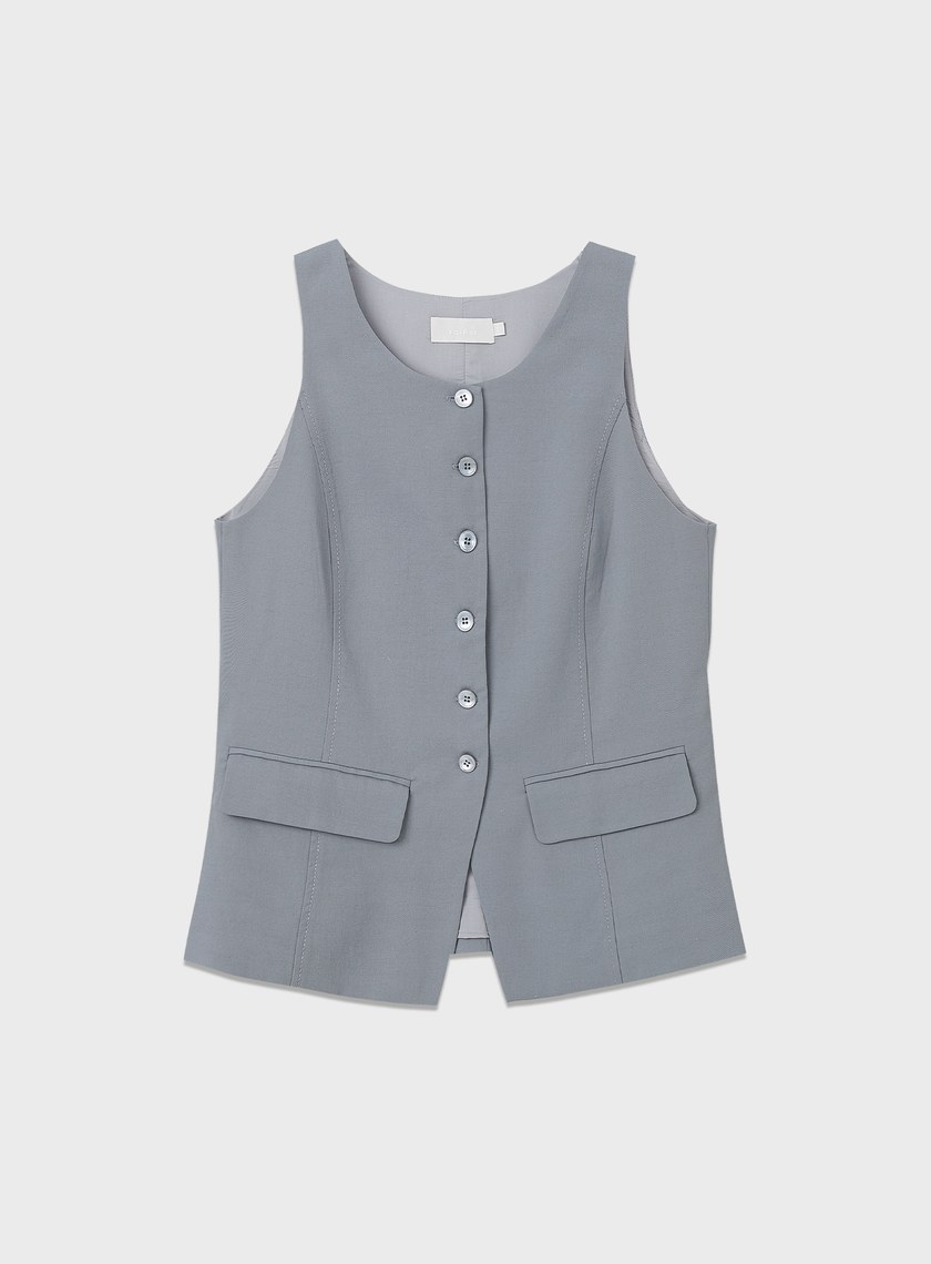 防曬陶瓷紗線削肩西裝背心