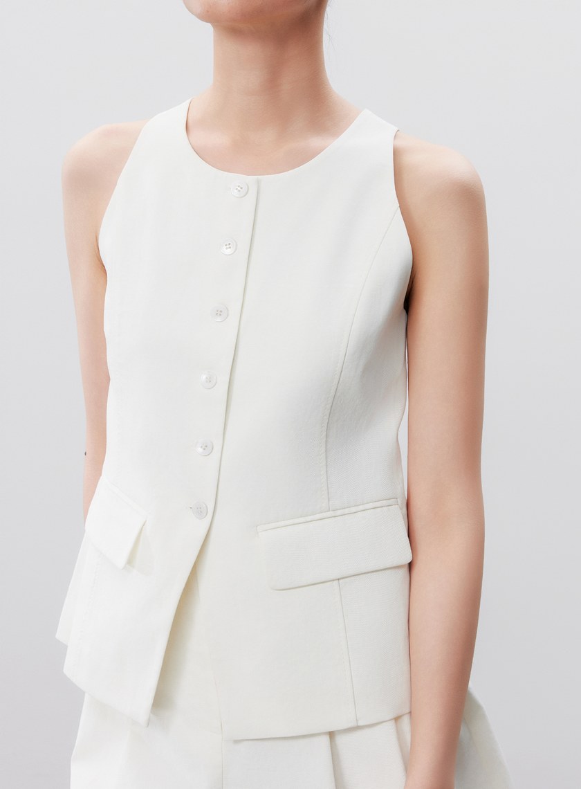 防曬陶瓷紗線削肩西裝背心