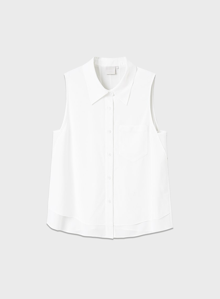 涼感醋酸無袖襯衫