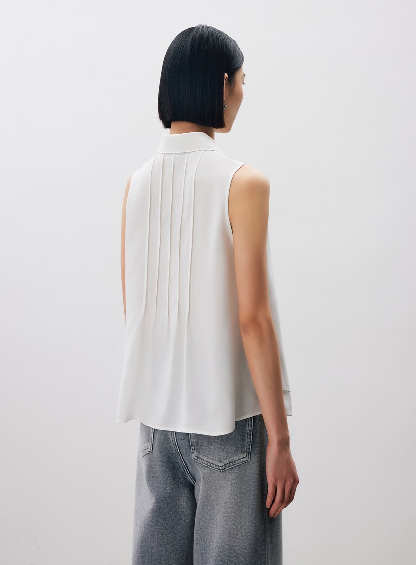 涼感醋酸無袖襯衫