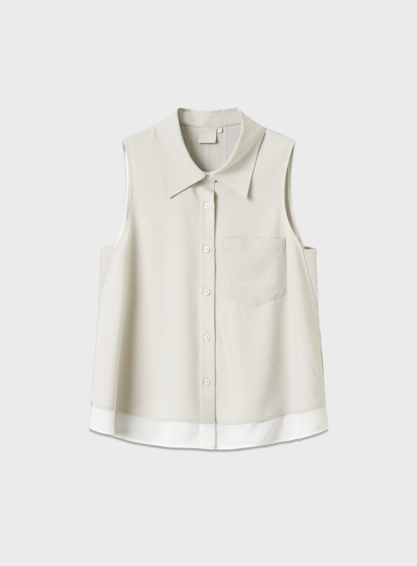 涼感醋酸無袖襯衫