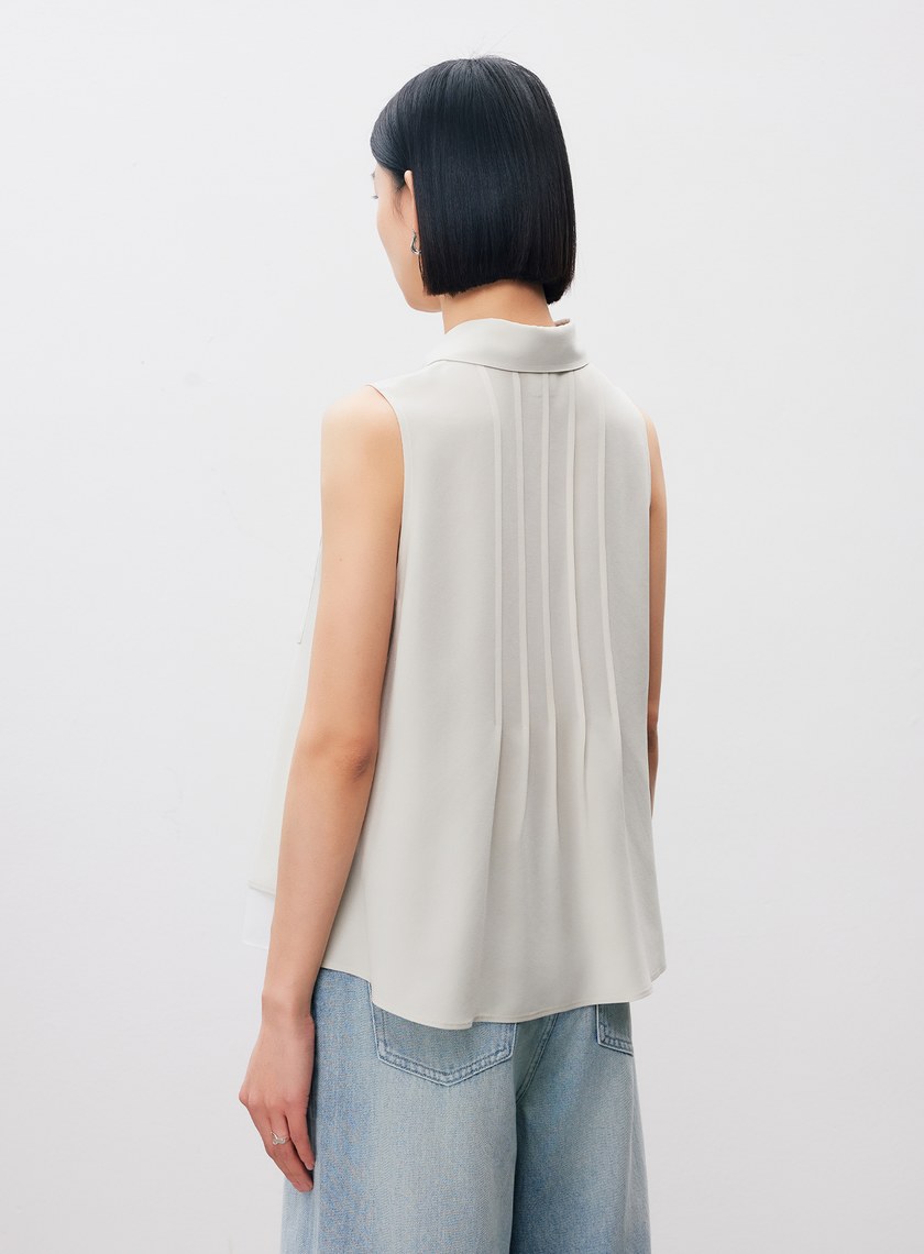 涼感醋酸無袖襯衫