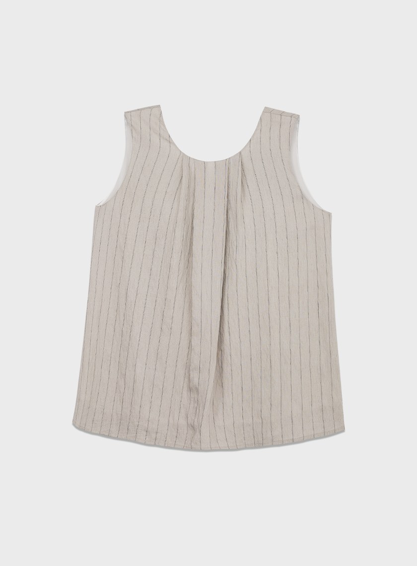 法式仿麻無袖上衣