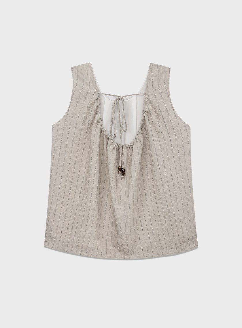 法式仿麻無袖上衣