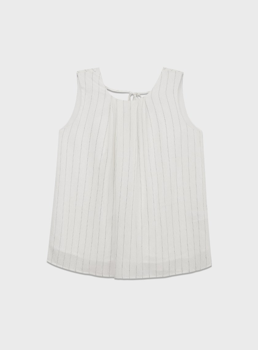 法式仿麻無袖上衣