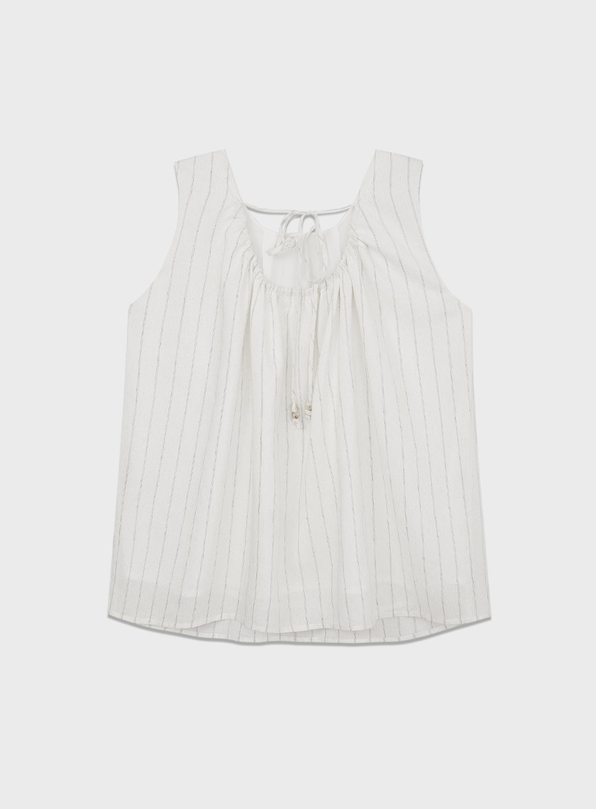 法式仿麻無袖上衣