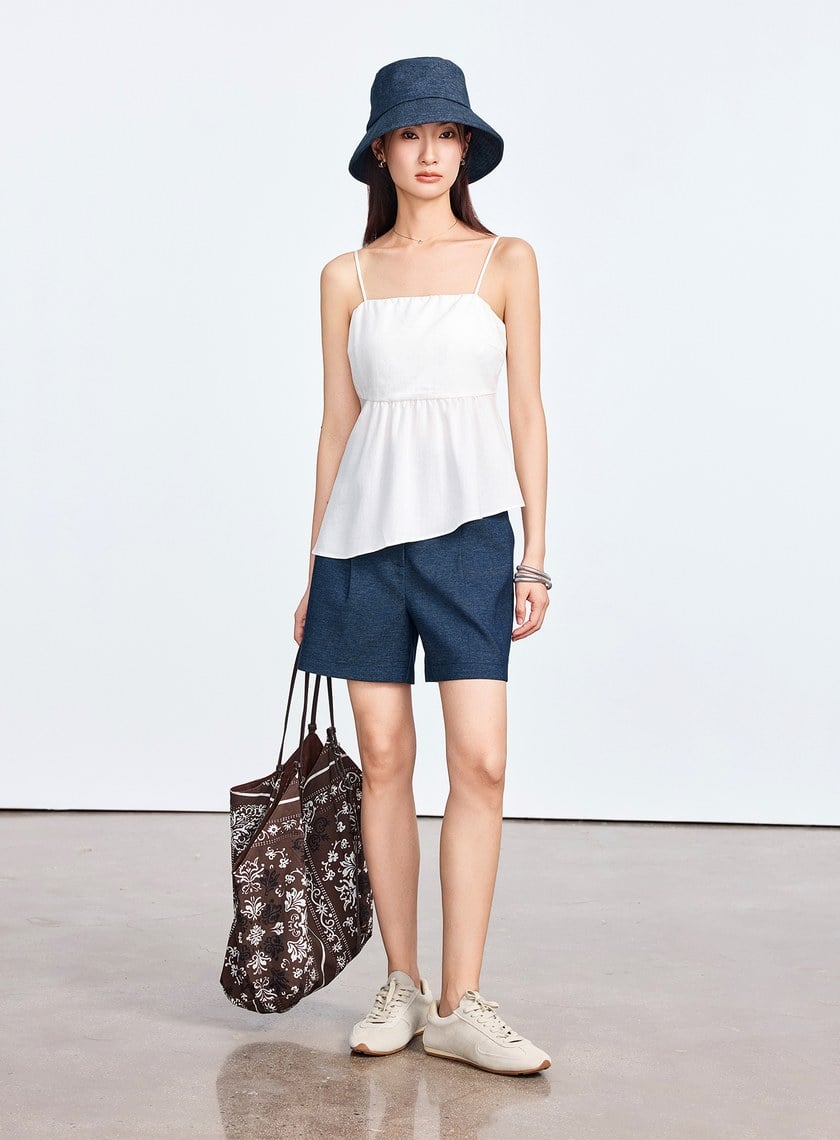 雲感天絲不對稱剪裁 Bra Top