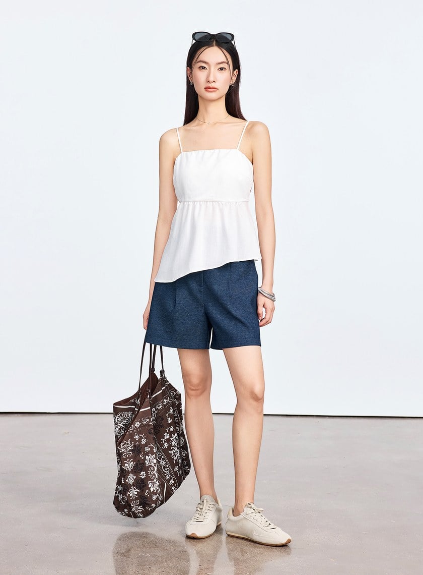 雲感天絲不對稱剪裁 Bra Top