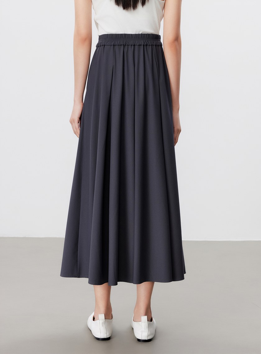 輕盈涼感打褶A字裙