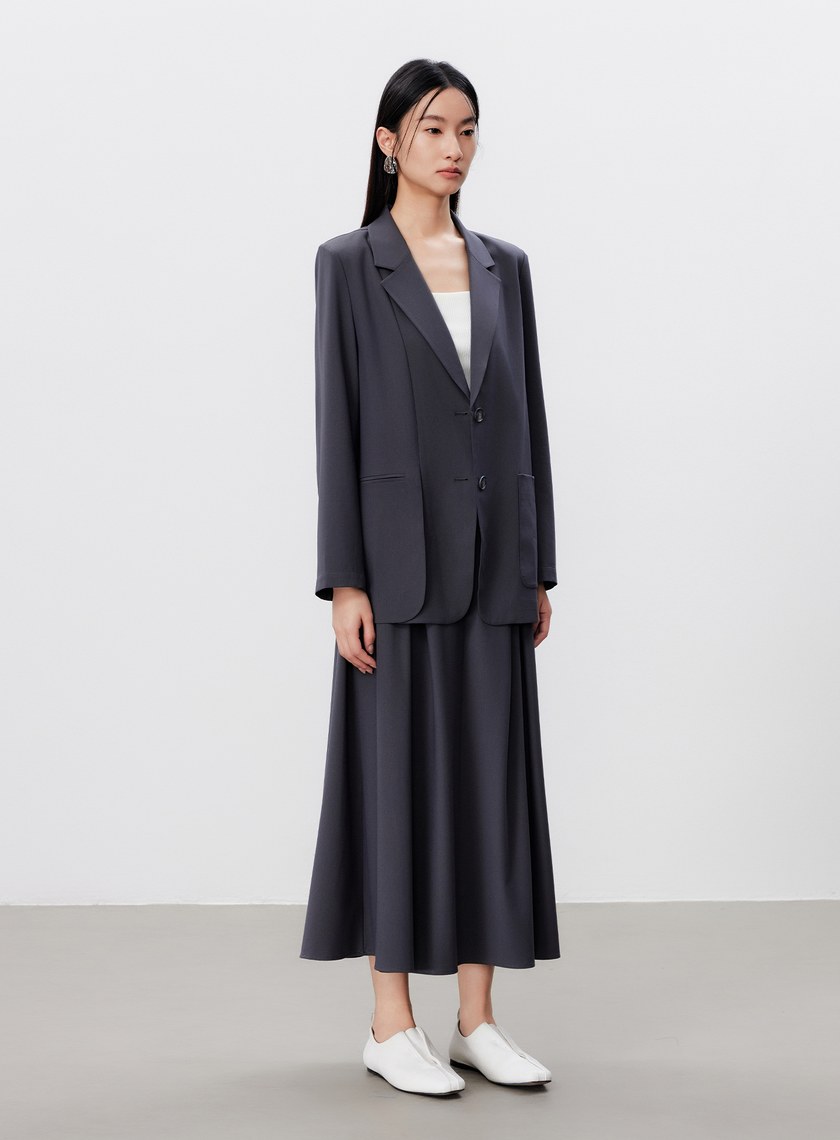 輕盈涼感打褶A字裙