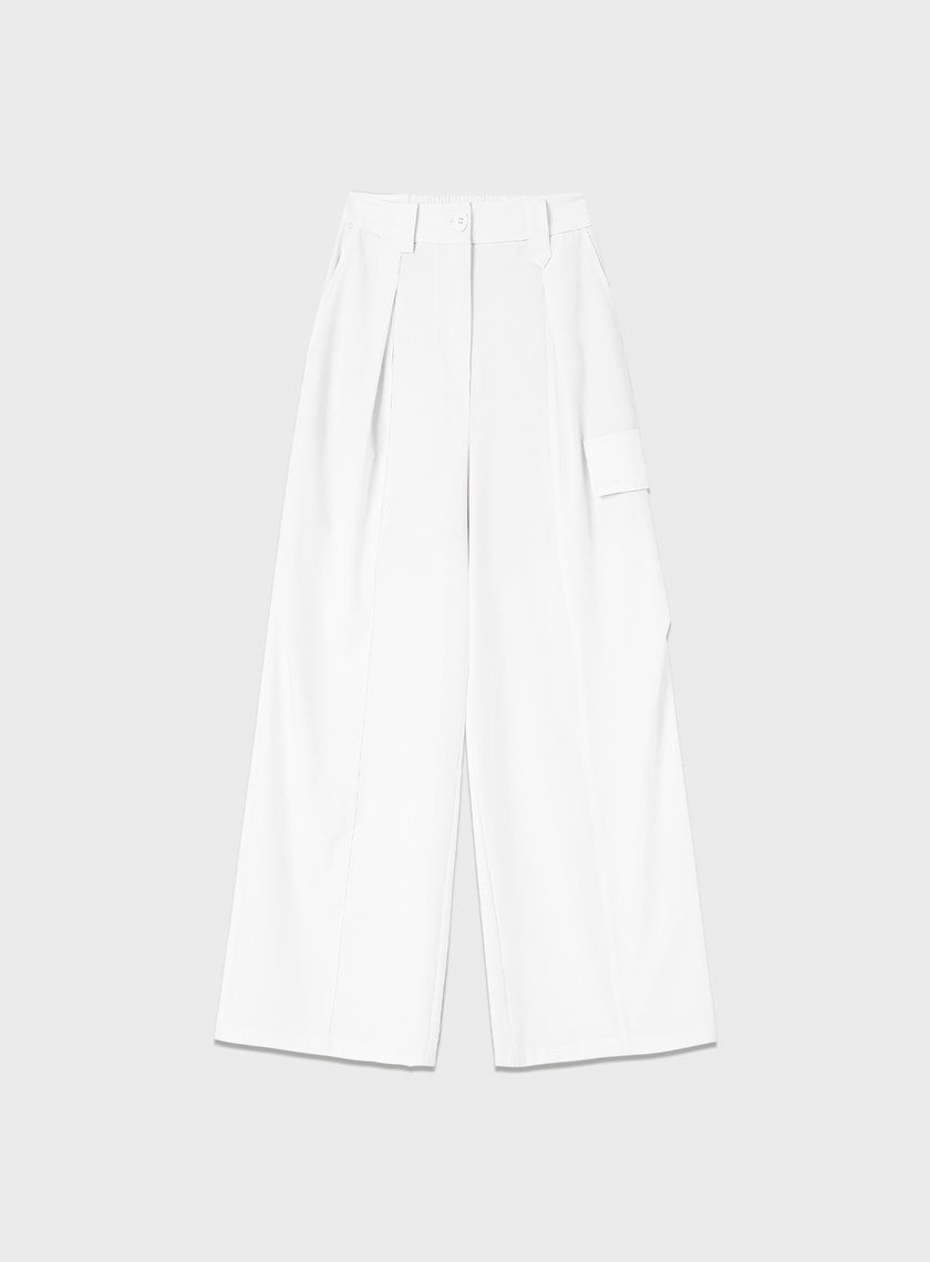 涼感輕量工裝闊腿褲