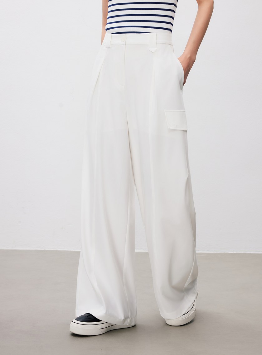 涼感輕量工裝闊腿褲