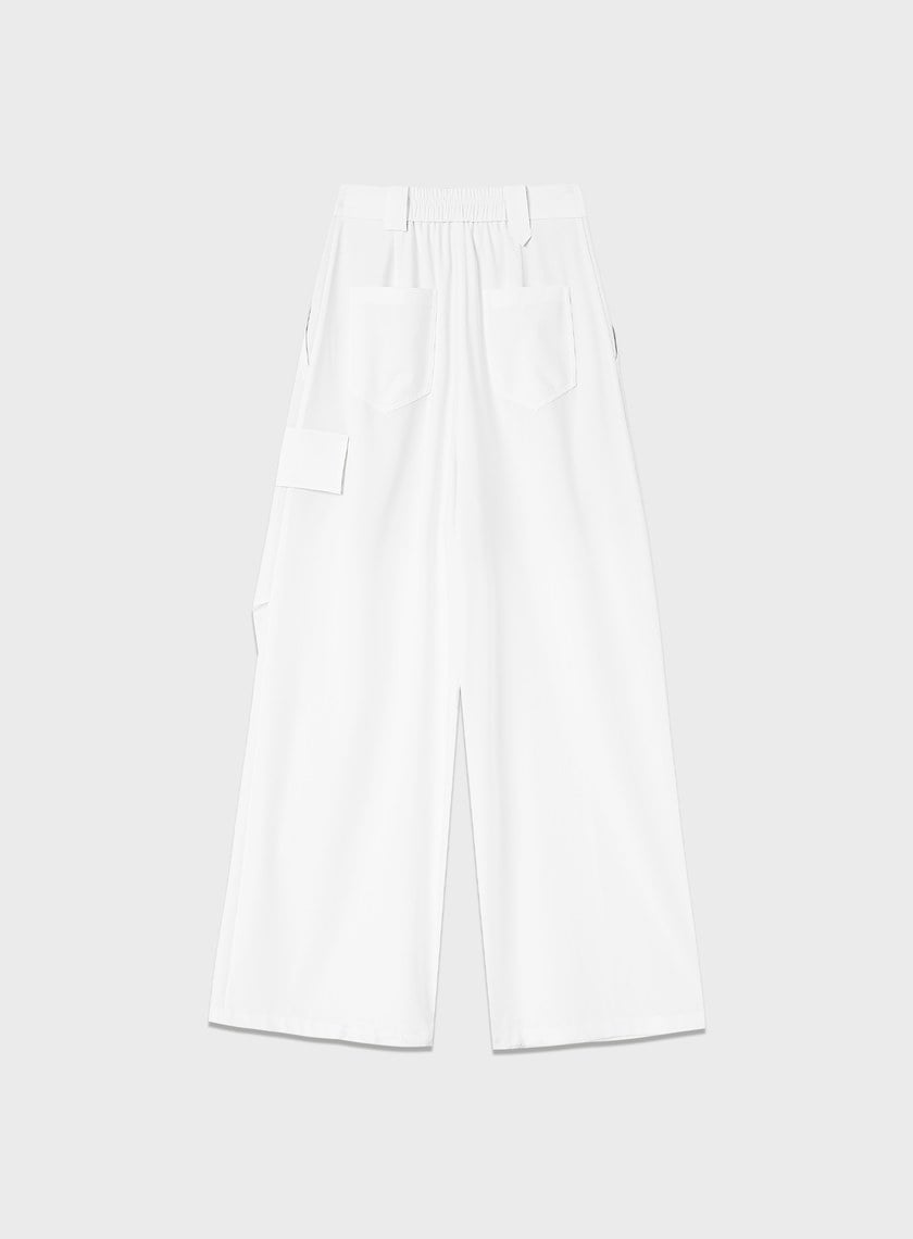 涼感輕量工裝闊腿褲