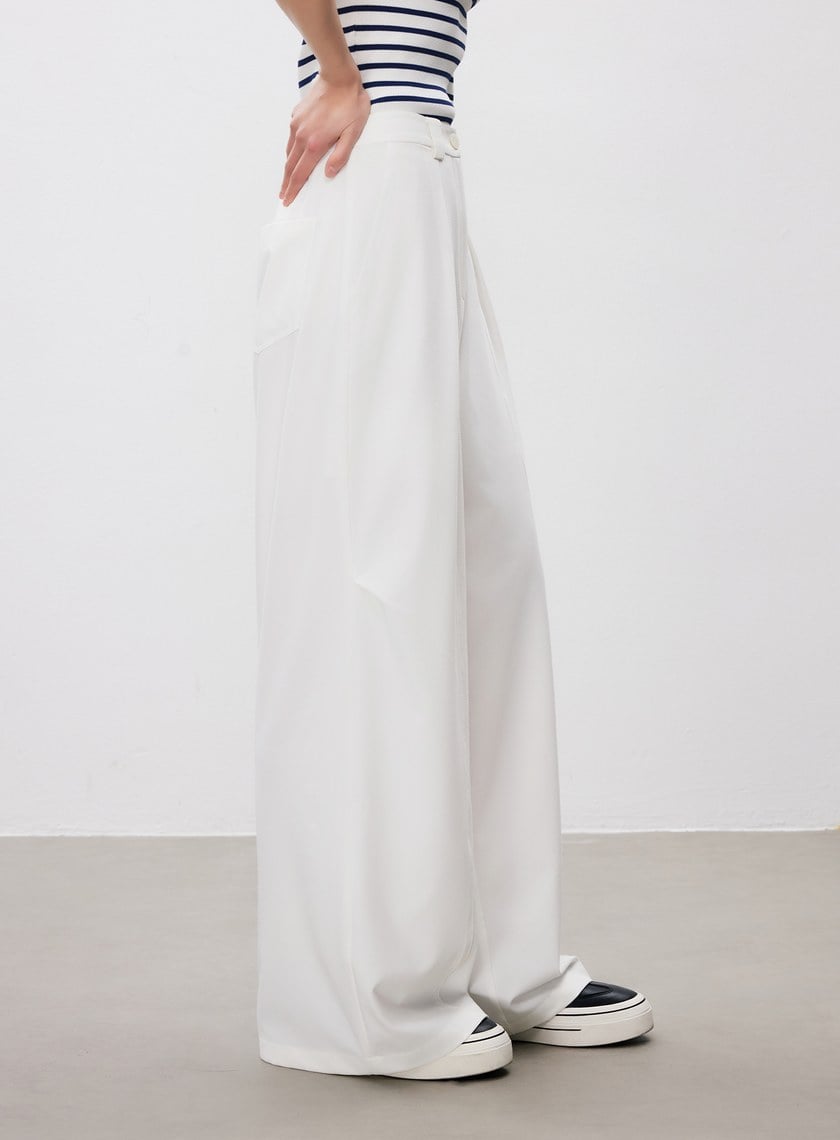 涼感輕量工裝闊腿褲