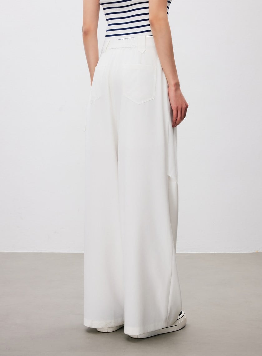 涼感輕量工裝闊腿褲