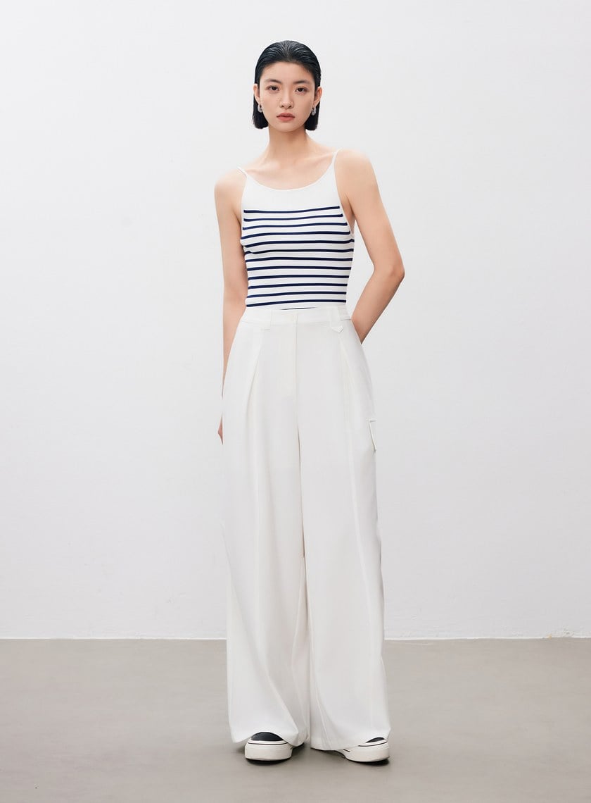 涼感輕量工裝闊腿褲