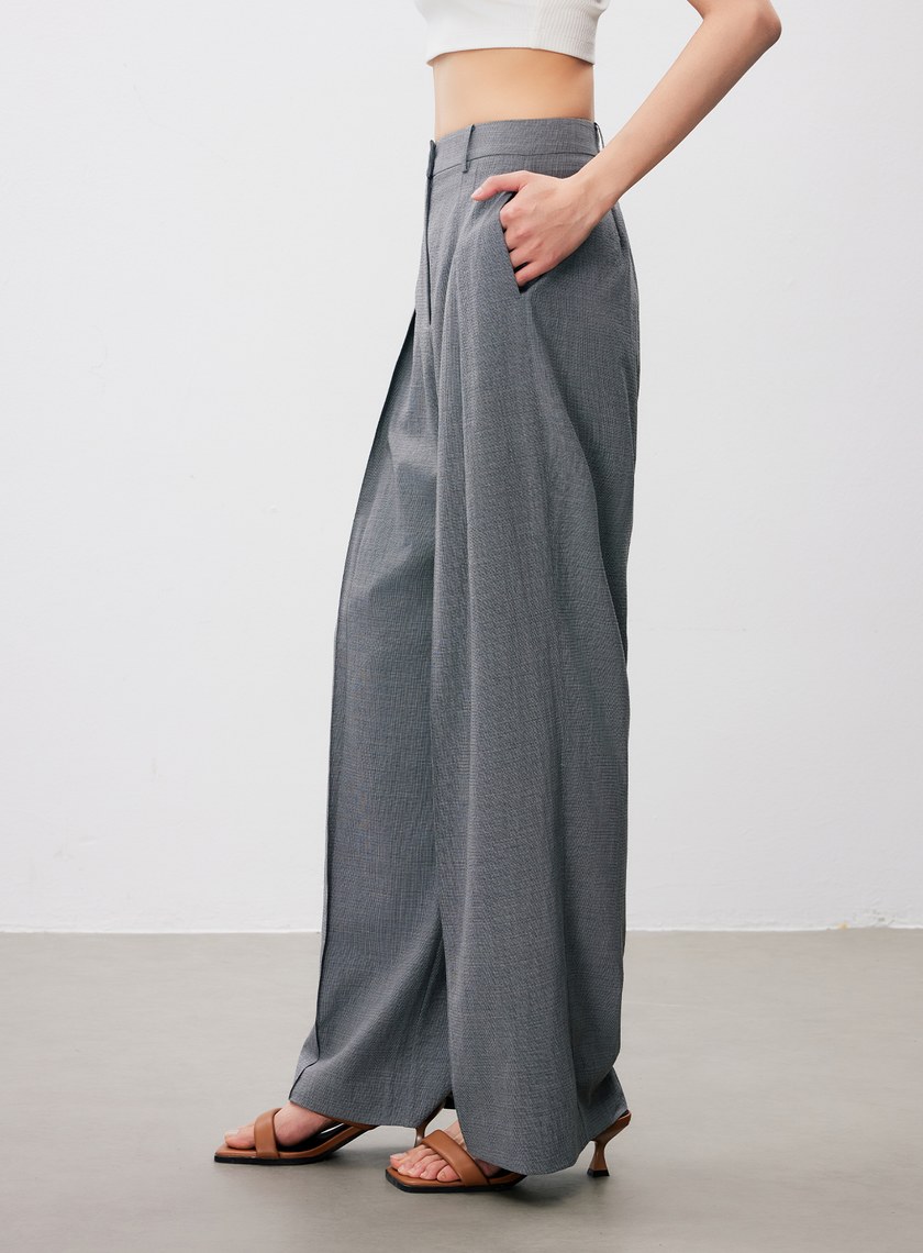 率性垂感內褶闊腿褲