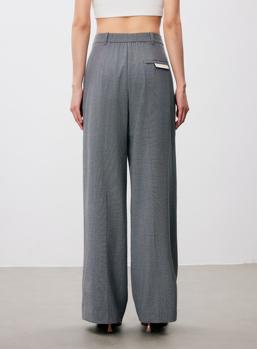 率性垂感內褶闊腿褲