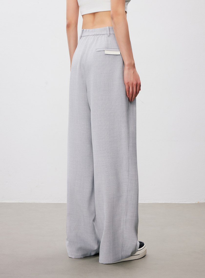 率性垂感內褶闊腿褲