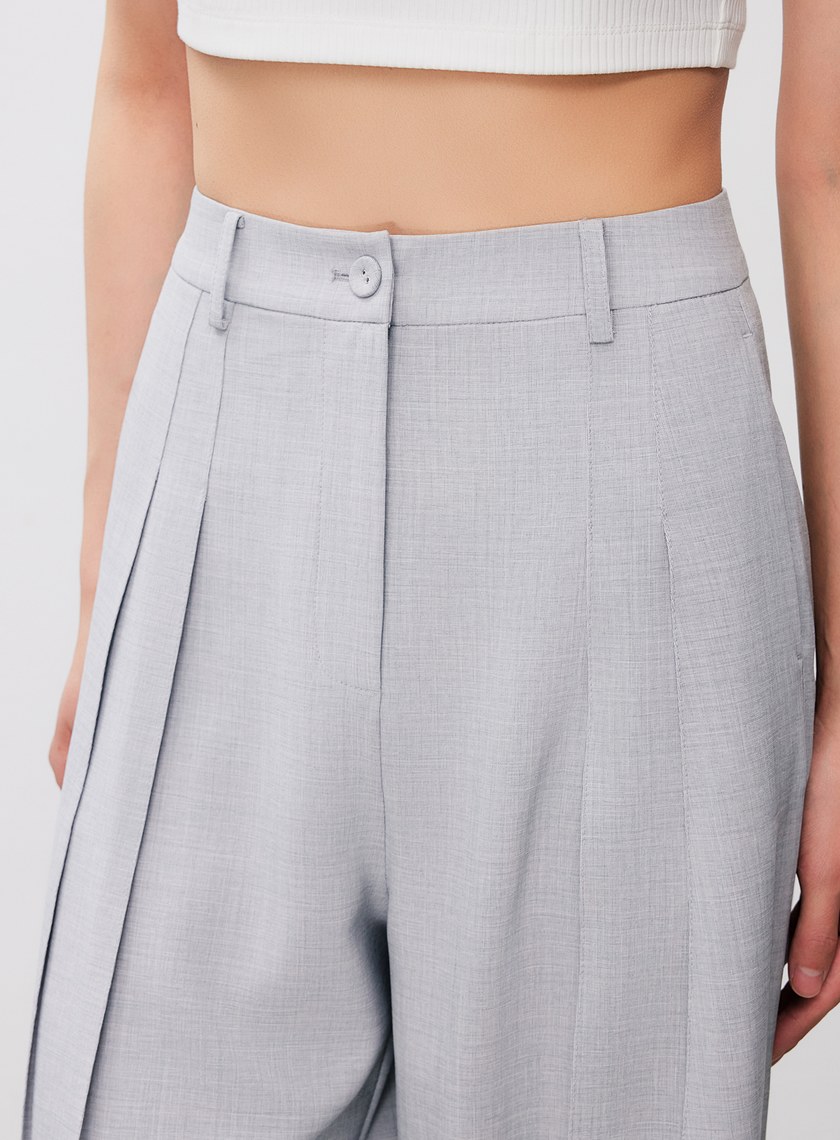 率性垂感內褶闊腿褲